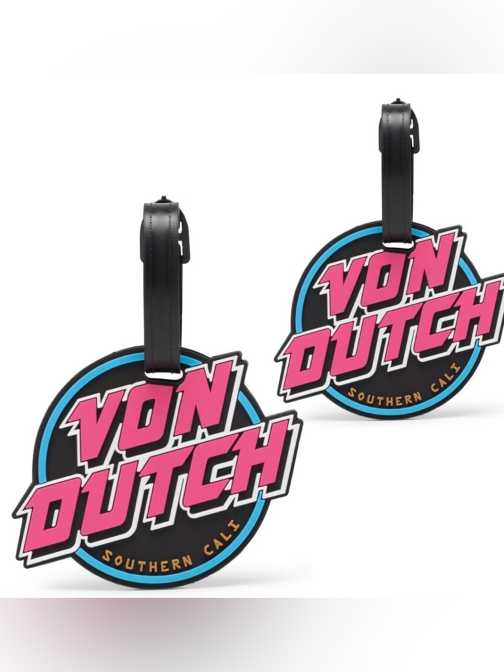 Von Dutch Black Tag with Pink Logo and Blue Trim